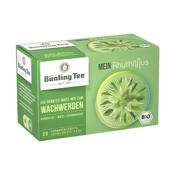 Bünting Tee Bio „Mein Rhythmus“ Grüntee-Mate-Mix zum Wachwerden, 20 Tassenbeutel