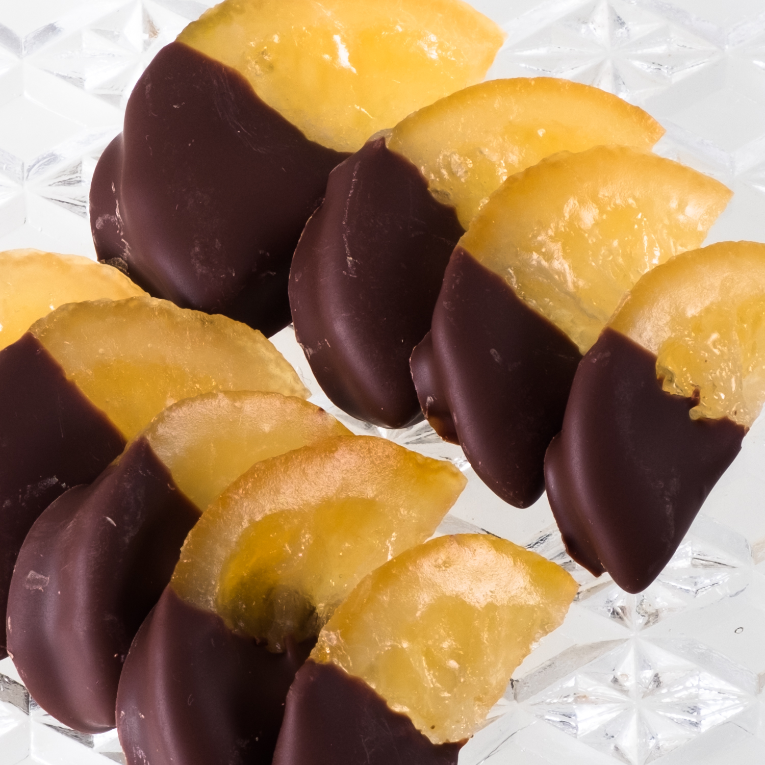 Zitronenscheiben mit Schokolade