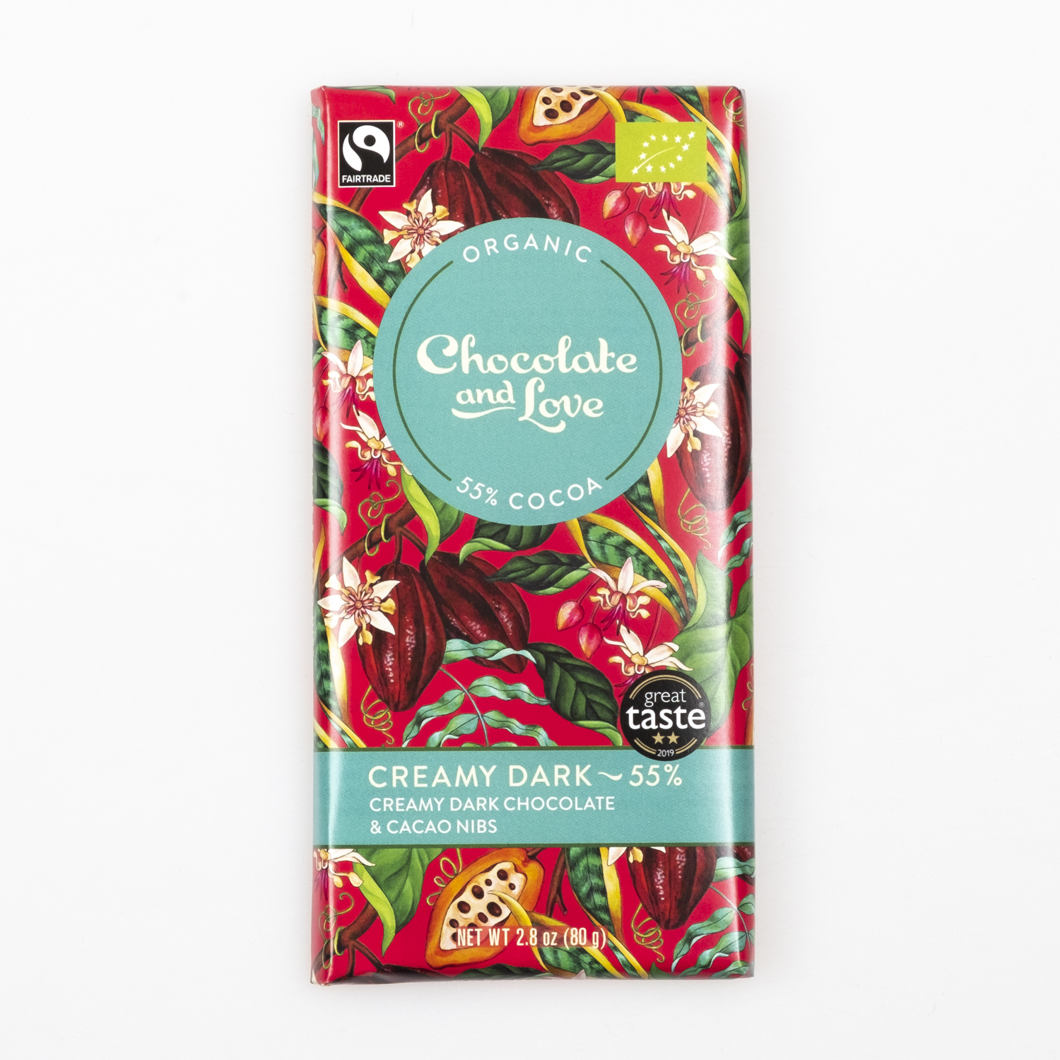 Chocolate & Love Creamy Dark & Nibs organic 55%, 80g
