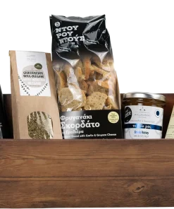 Biogea gift basket Peloponnese (1x olive oil + 1x red wine vinegar + 1x oregano + 1x bread snacks + 1x honey)