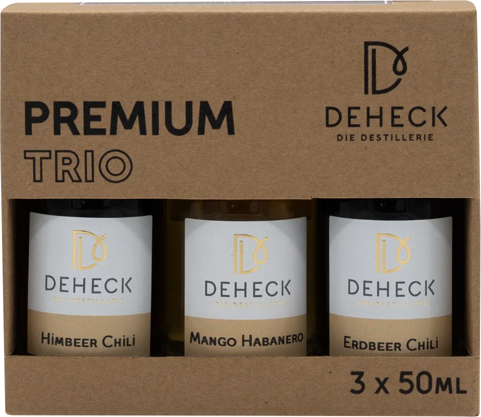 Deheck Scharfe Liköre Trio (1x Erdbeer Chili 1x Mango Habanero + 1x Himbeer Chili)
