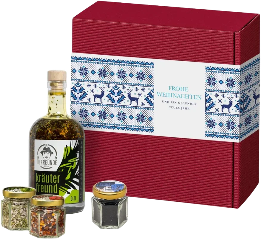 Christmas box Rudolph (1x herbal oil + 1x herbal salt + 1x chili salt + 1x black cumin seeds) – Bild 2