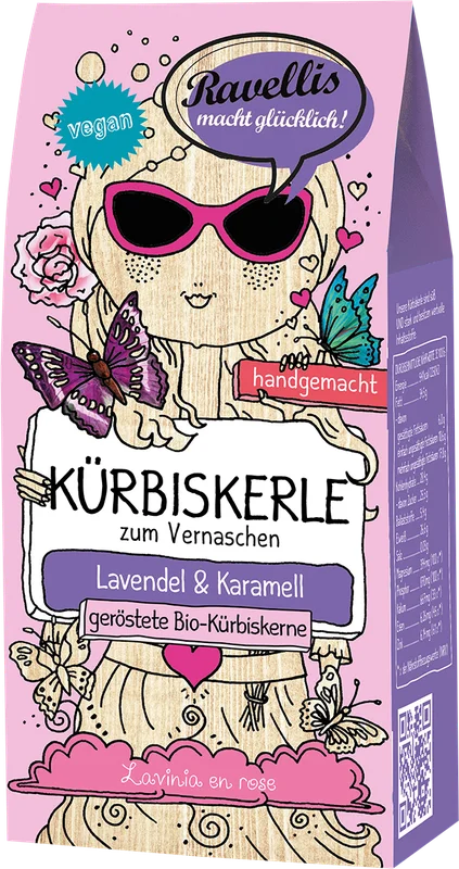 Ravelli’s pumpkin seeds – Lavinia en rose – Organic pumpkin seeds with lavender & caramel – Bild 2