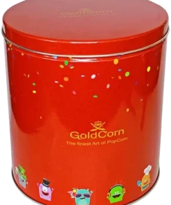 GoldCorn popcorn with caramel in a tin