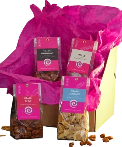 Mandel Kollektion mit vier verschiedene Mandelsorten