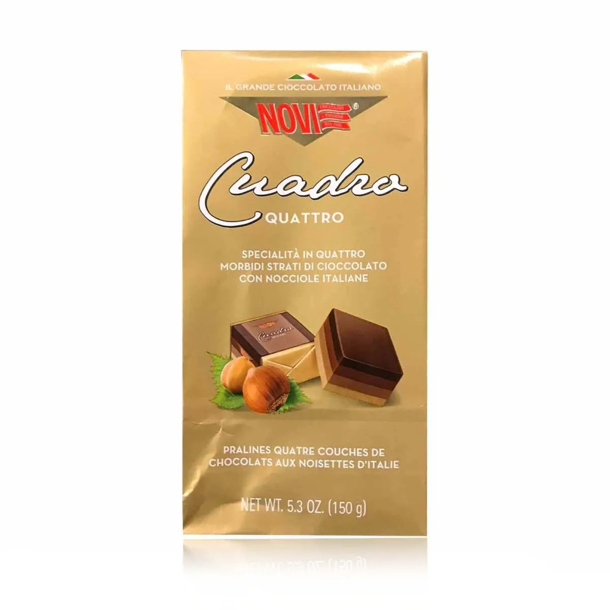 NOVI – Cuadro Quattro – Schokoladen Pralinen mit Haselnüssen – glutenfrei – 0,15kg